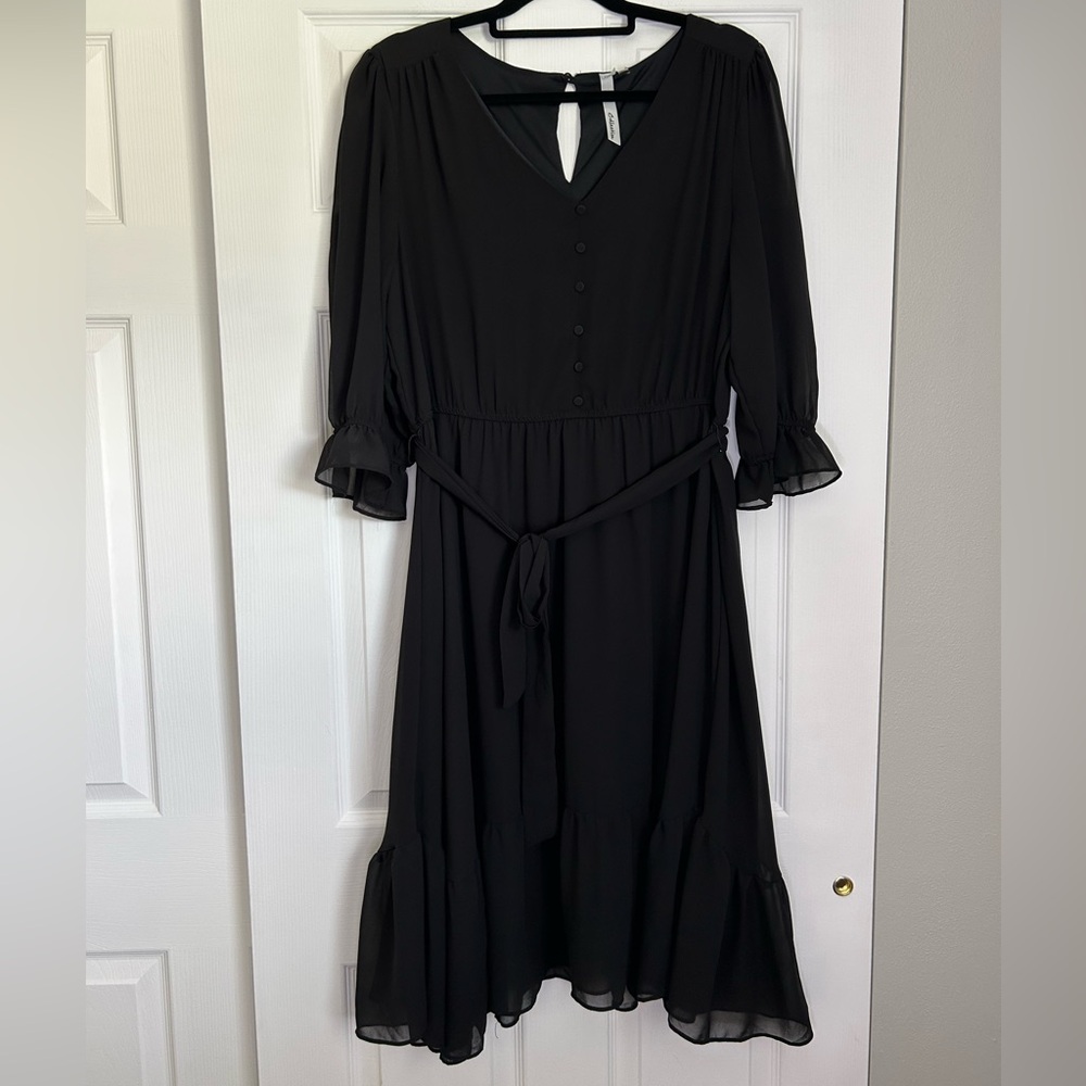 NY Collection Elegant Black Long Sleeve Dress